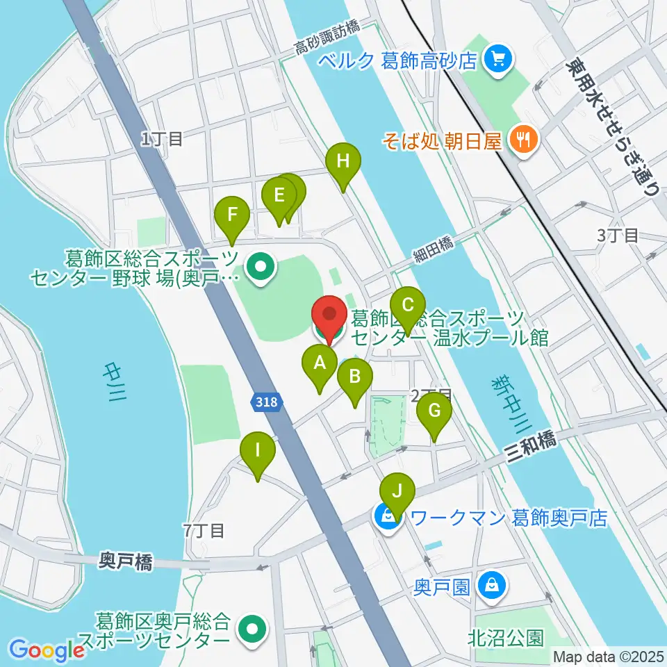 奥戸総合スポーツセンター温水プール館周辺の駐車場・コインパーキング一覧地図
