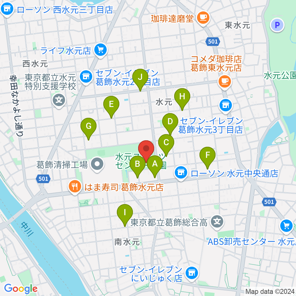 水元総合スポーツセンター多目的広場周辺の駐車場・コインパーキング一覧地図