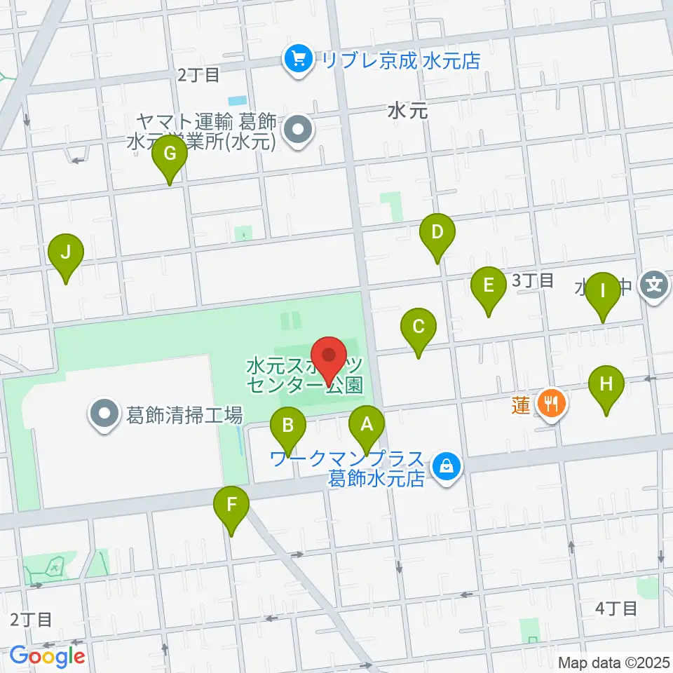 水元総合スポーツセンター多目的広場周辺の駐車場・コインパーキング一覧地図