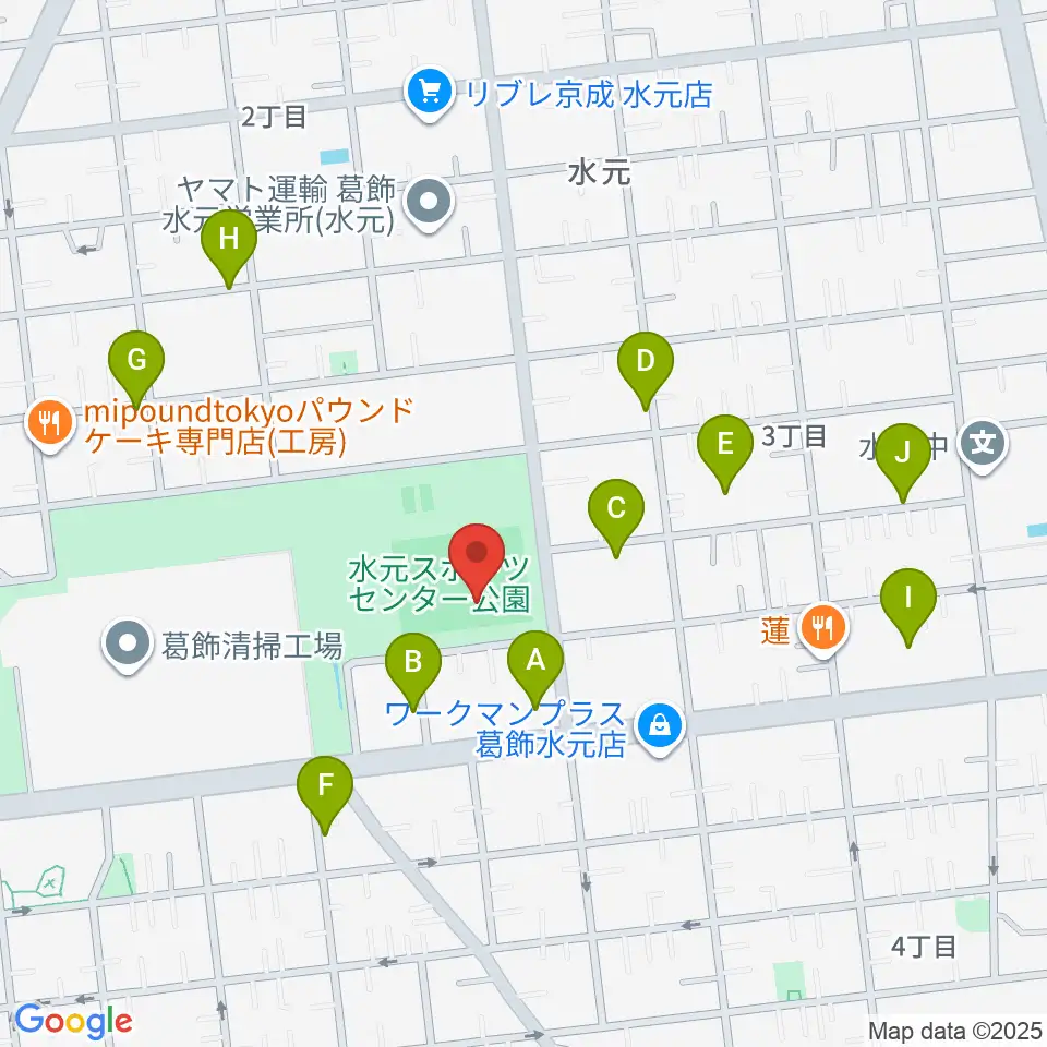 水元総合スポーツセンター多目的広場周辺の駐車場・コインパーキング一覧地図