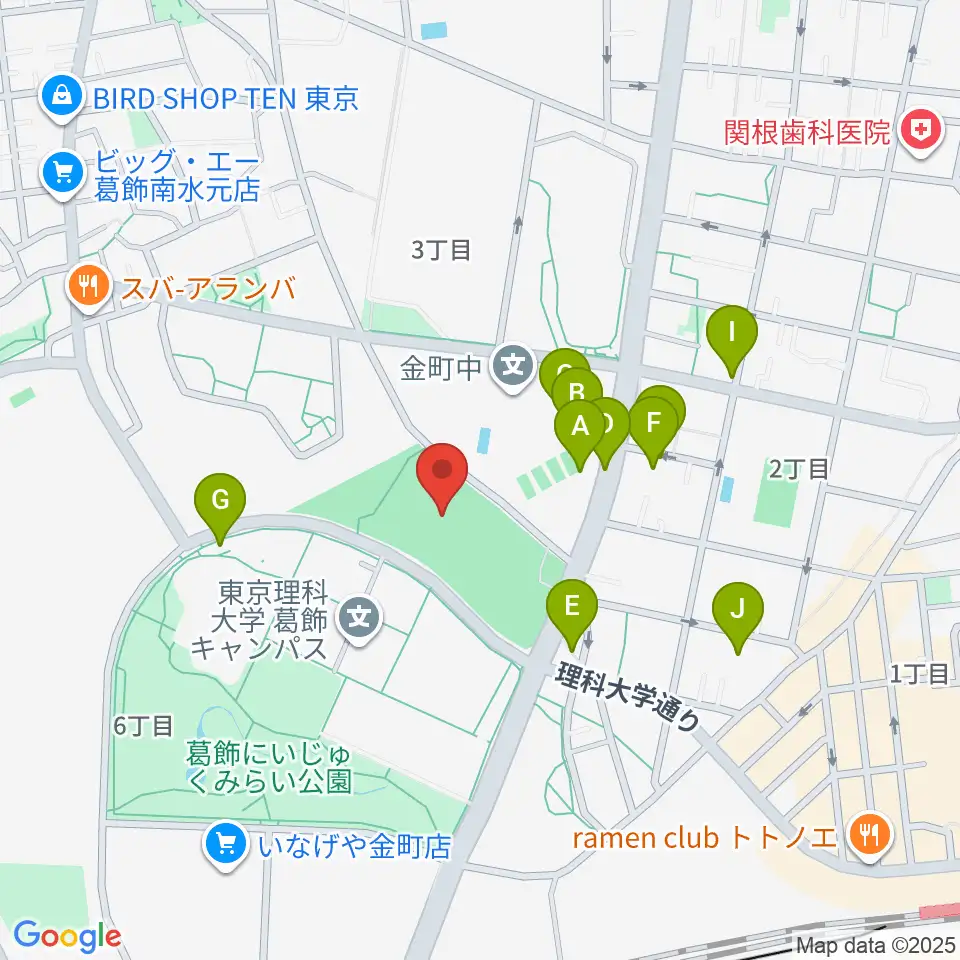 葛飾にいじゅくみらい公園運動場周辺の駐車場・コインパーキング一覧地図