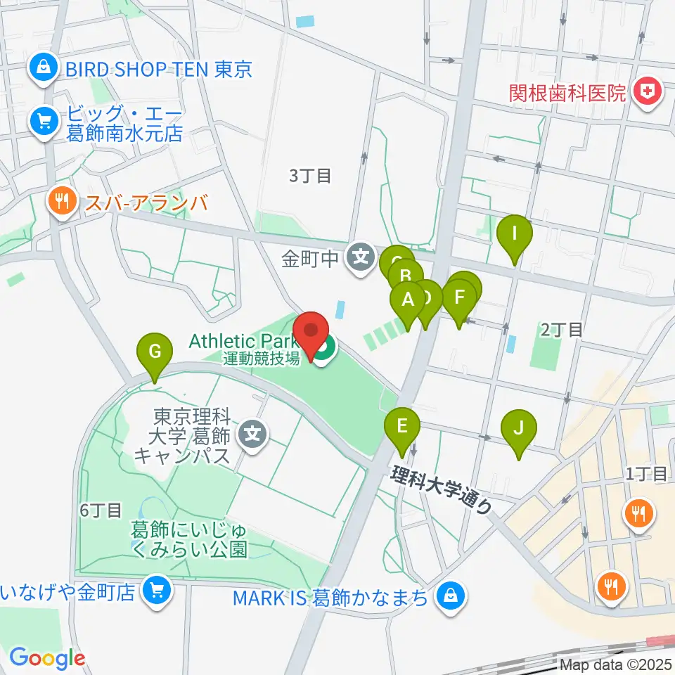 葛飾にいじゅくみらい公園運動場周辺の駐車場・コインパーキング一覧地図