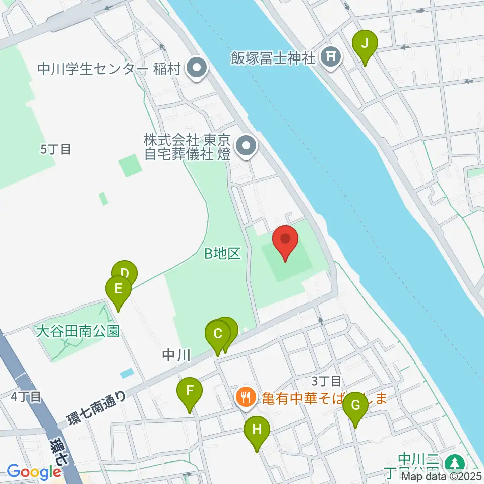 中川公園野球場周辺の駐車場・コインパーキング一覧地図