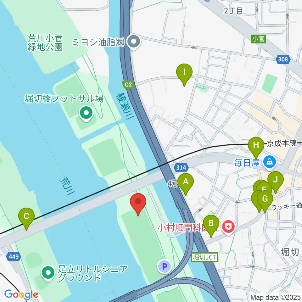 堀切橋少年野球場周辺の駐車場・コインパーキング一覧地図