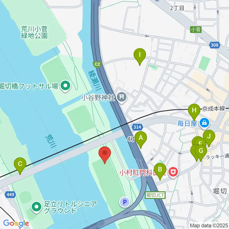 堀切橋少年野球場周辺の駐車場・コインパーキング一覧地図