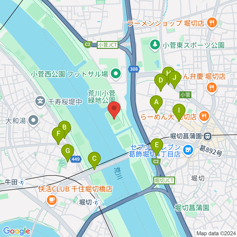 堀切橋少年硬式野球場周辺の駐車場・コインパーキング一覧地図