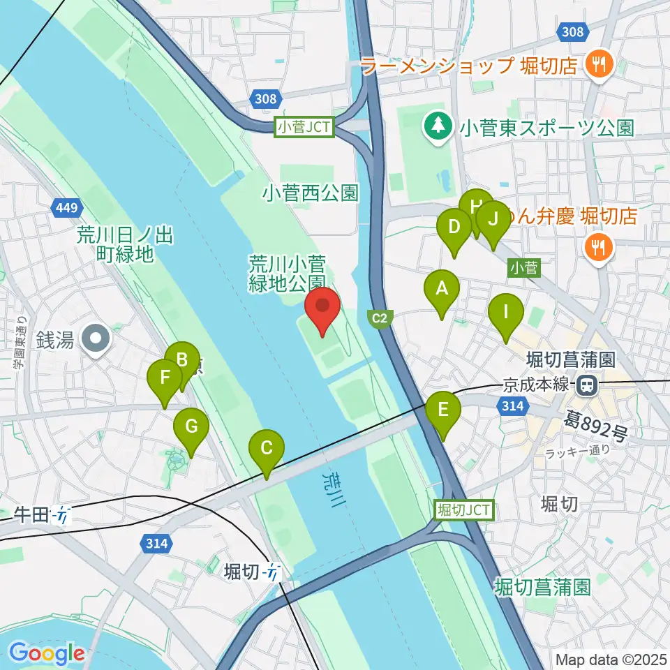堀切橋少年硬式野球場周辺の駐車場・コインパーキング一覧地図