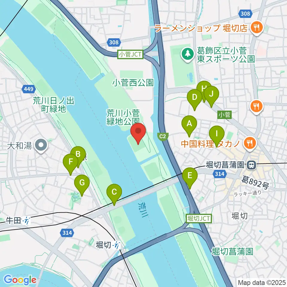 堀切橋少年硬式野球場周辺の駐車場・コインパーキング一覧地図