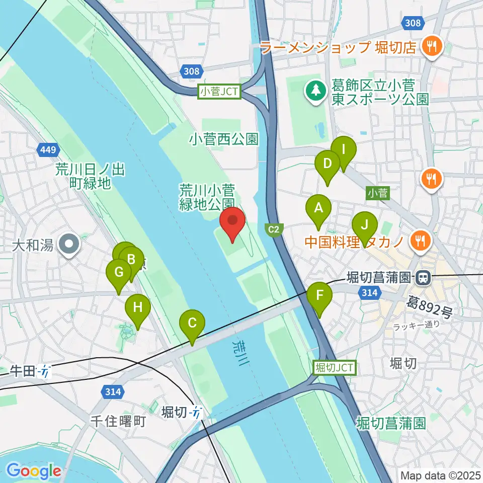 堀切橋少年硬式野球場周辺の駐車場・コインパーキング一覧地図