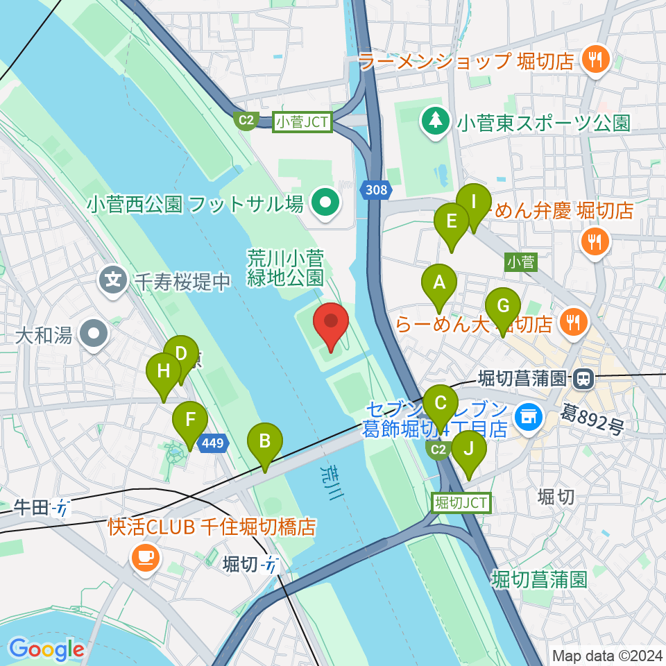 堀切橋フットサル場周辺の駐車場・コインパーキング一覧地図