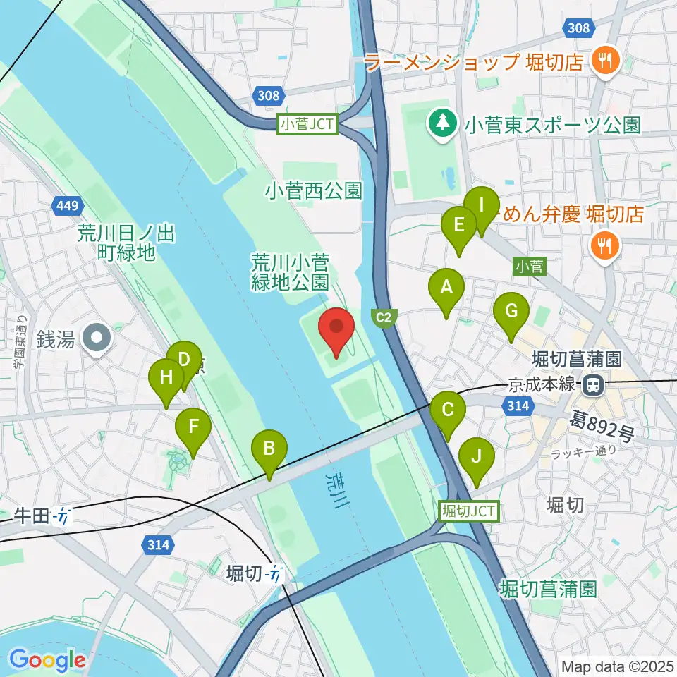 堀切橋フットサル場周辺の駐車場・コインパーキング一覧地図
