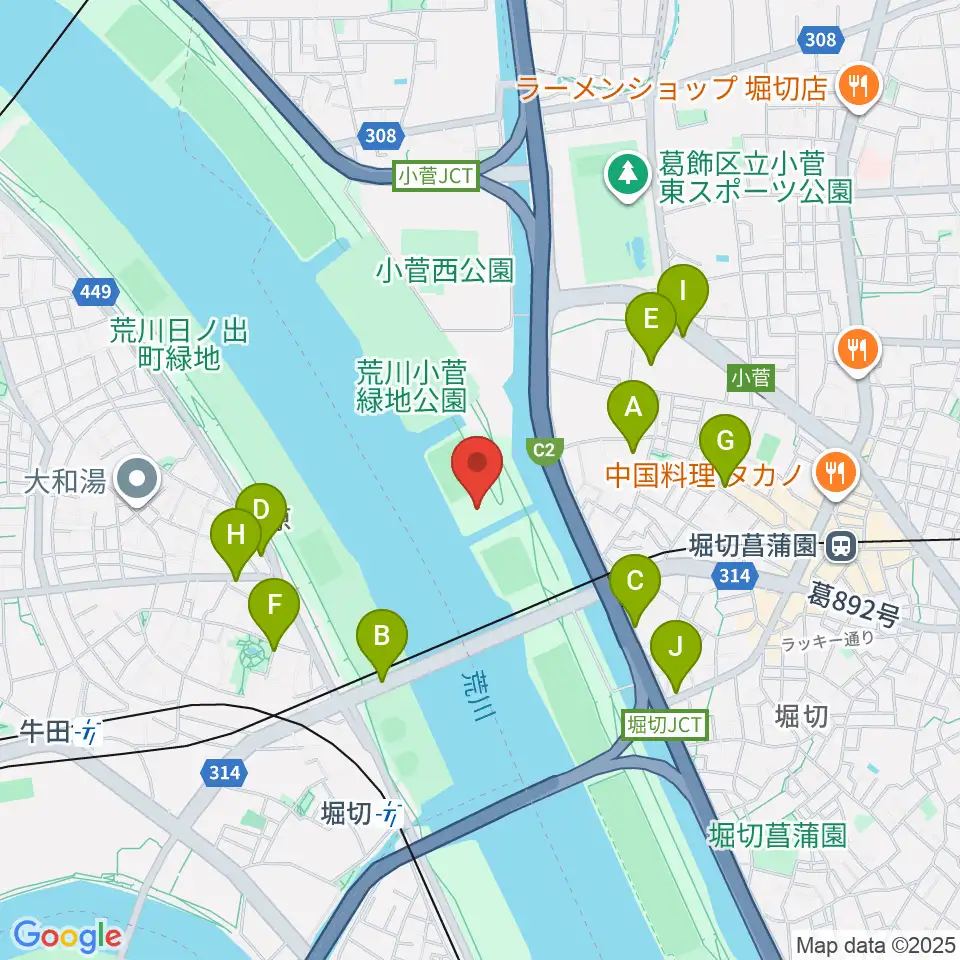 堀切橋フットサル場周辺の駐車場・コインパーキング一覧地図