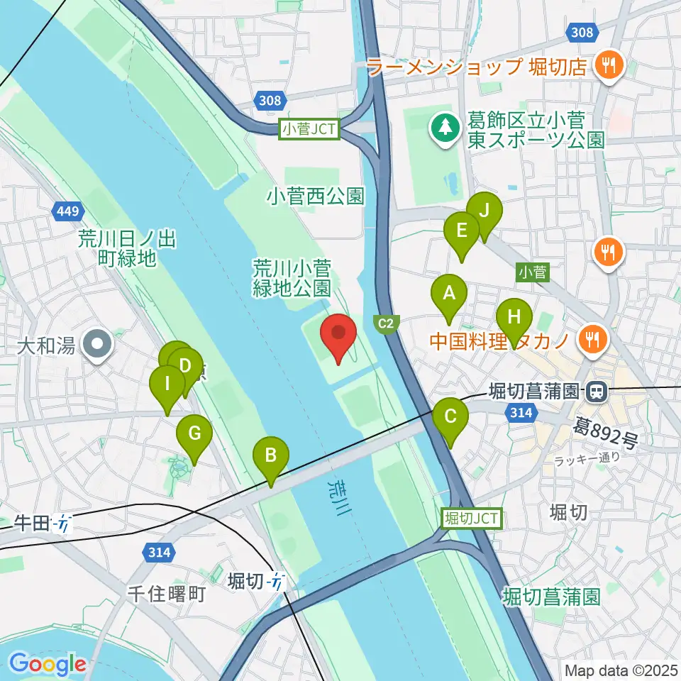 堀切橋フットサル場周辺の駐車場・コインパーキング一覧地図