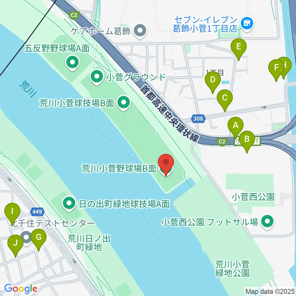荒川小菅野球場周辺の駐車場・コインパーキング一覧地図