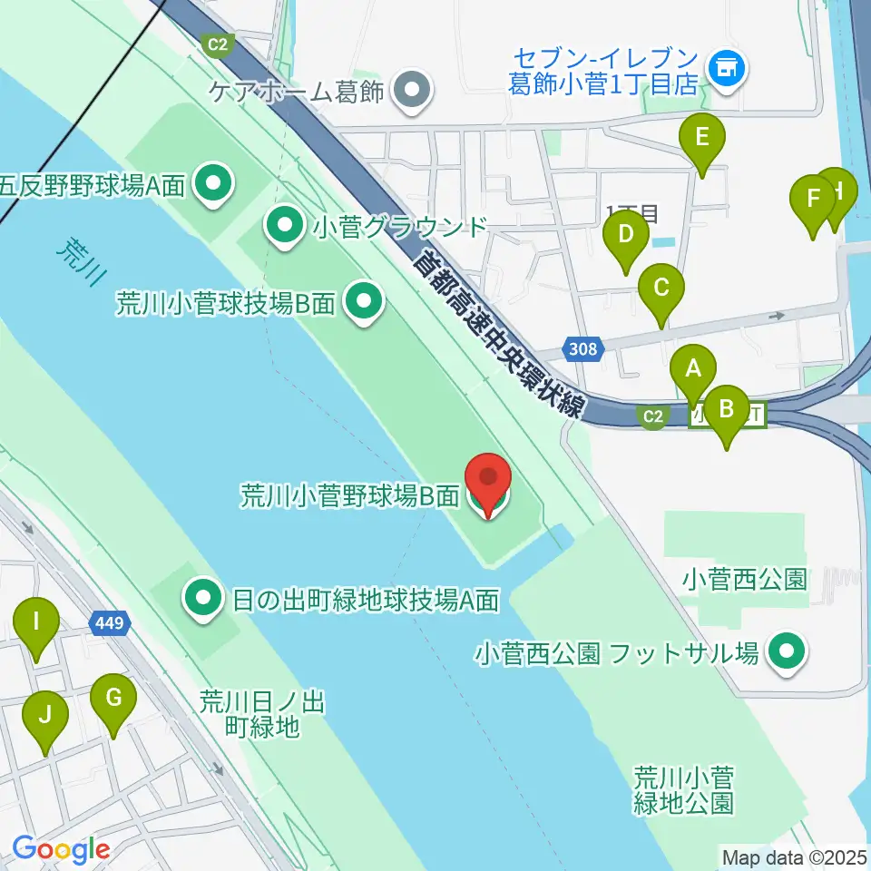 荒川小菅野球場周辺の駐車場・コインパーキング一覧地図