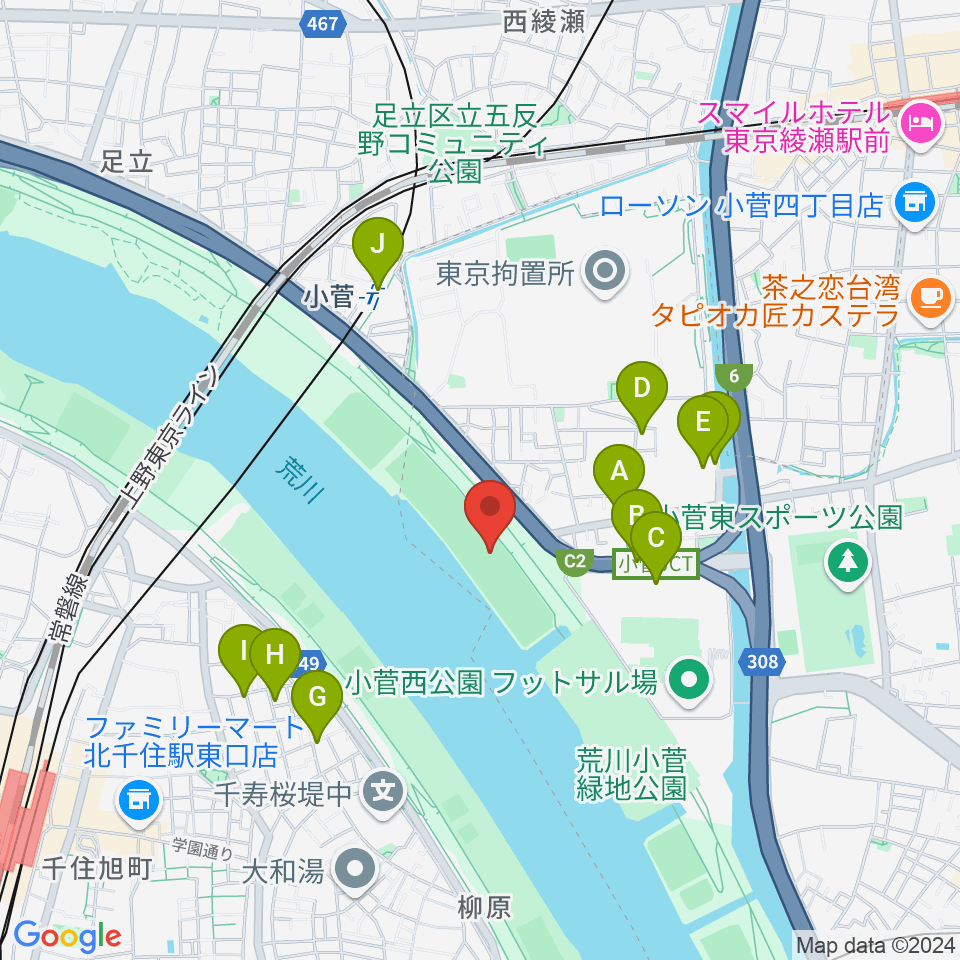 荒川小菅少年野球場周辺の駐車場・コインパーキング一覧地図