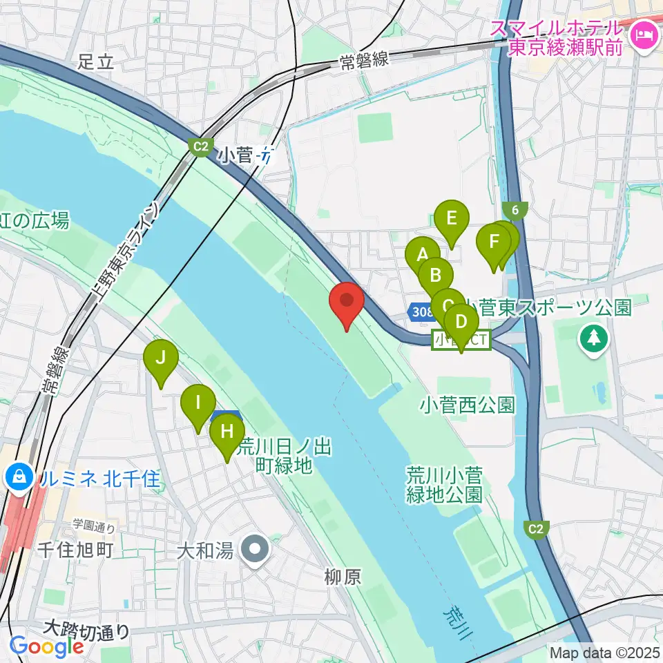 荒川小菅少年野球場周辺の駐車場・コインパーキング一覧地図