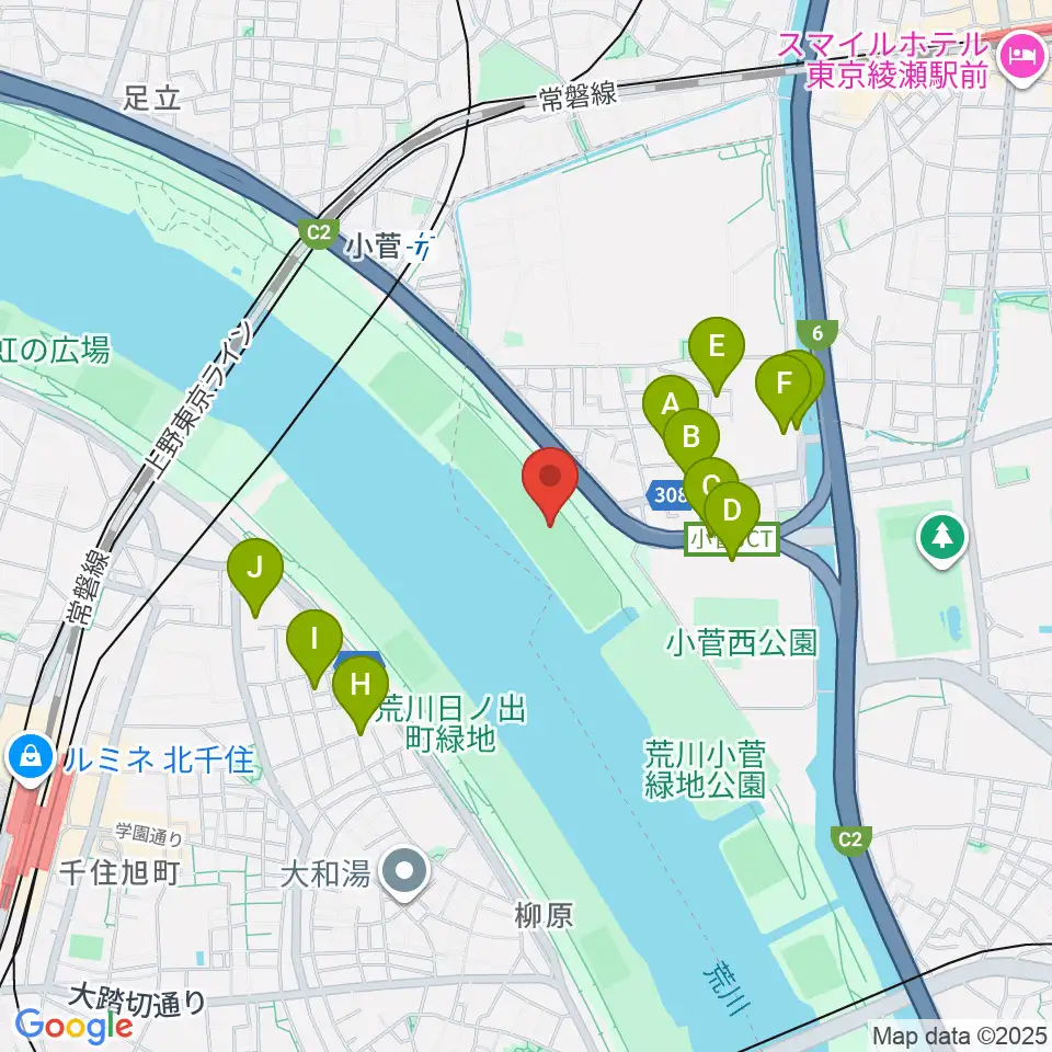 荒川小菅少年野球場周辺の駐車場・コインパーキング一覧地図