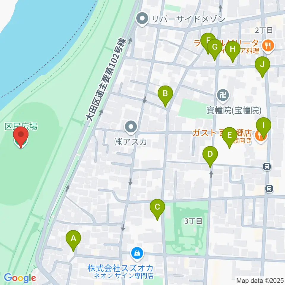 大田区区民広場周辺の駐車場・コインパーキング一覧地図