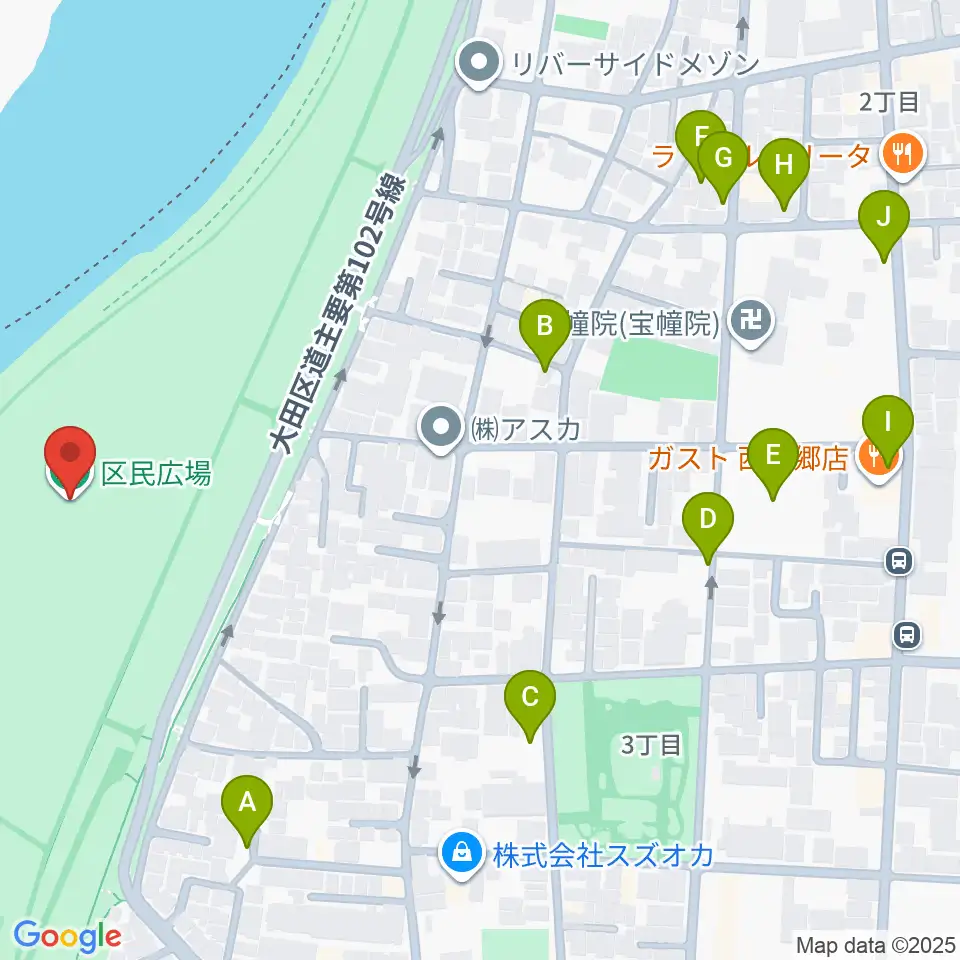 大田区区民広場周辺の駐車場・コインパーキング一覧地図