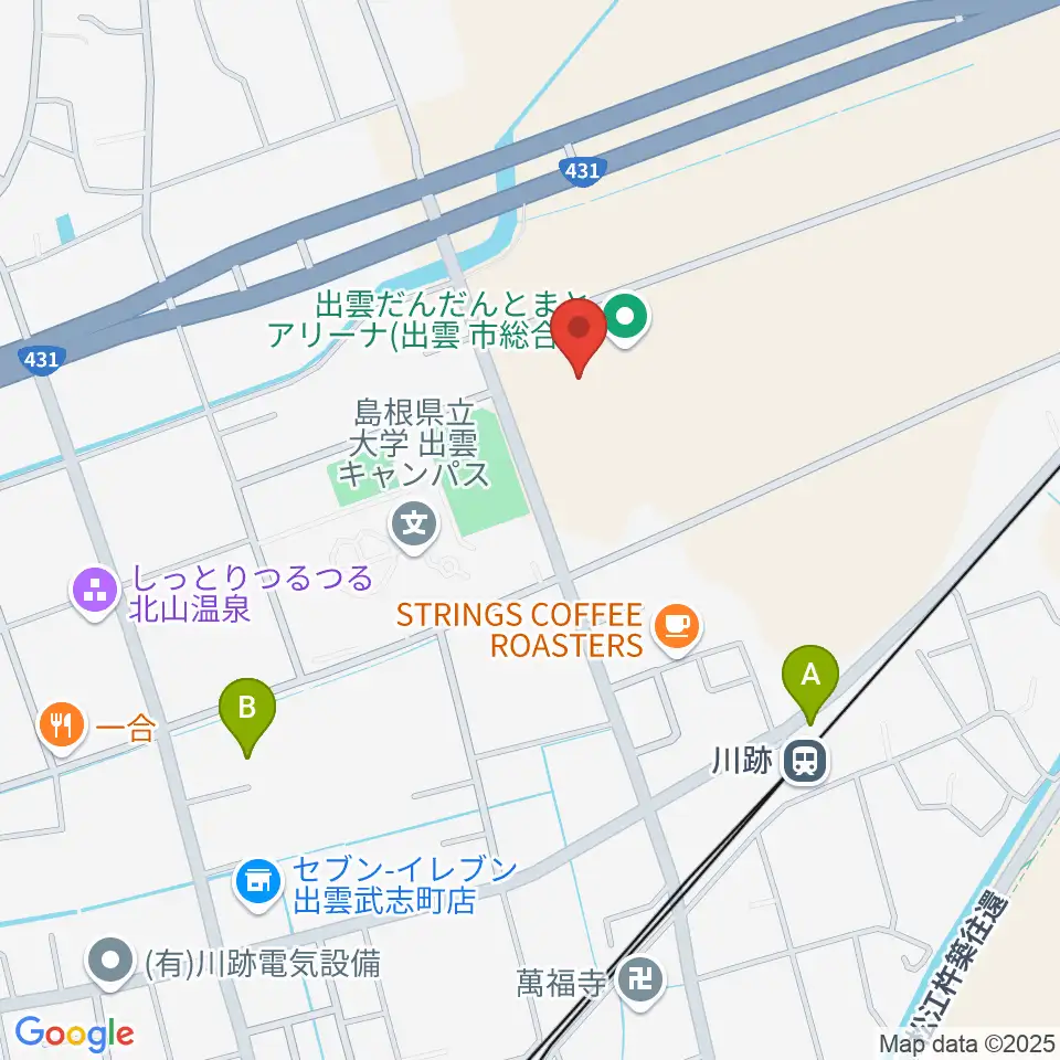 出雲だんだんとまとアリーナ周辺の駐車場・コインパーキング一覧地図