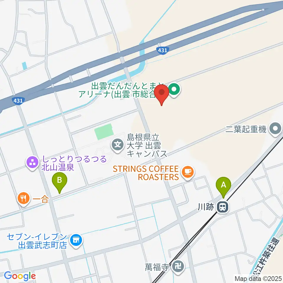 出雲だんだんとまとアリーナ周辺の駐車場・コインパーキング一覧地図