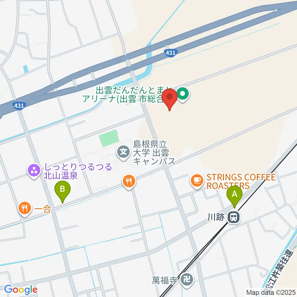 出雲だんだんとまとアリーナ周辺の駐車場・コインパーキング一覧地図