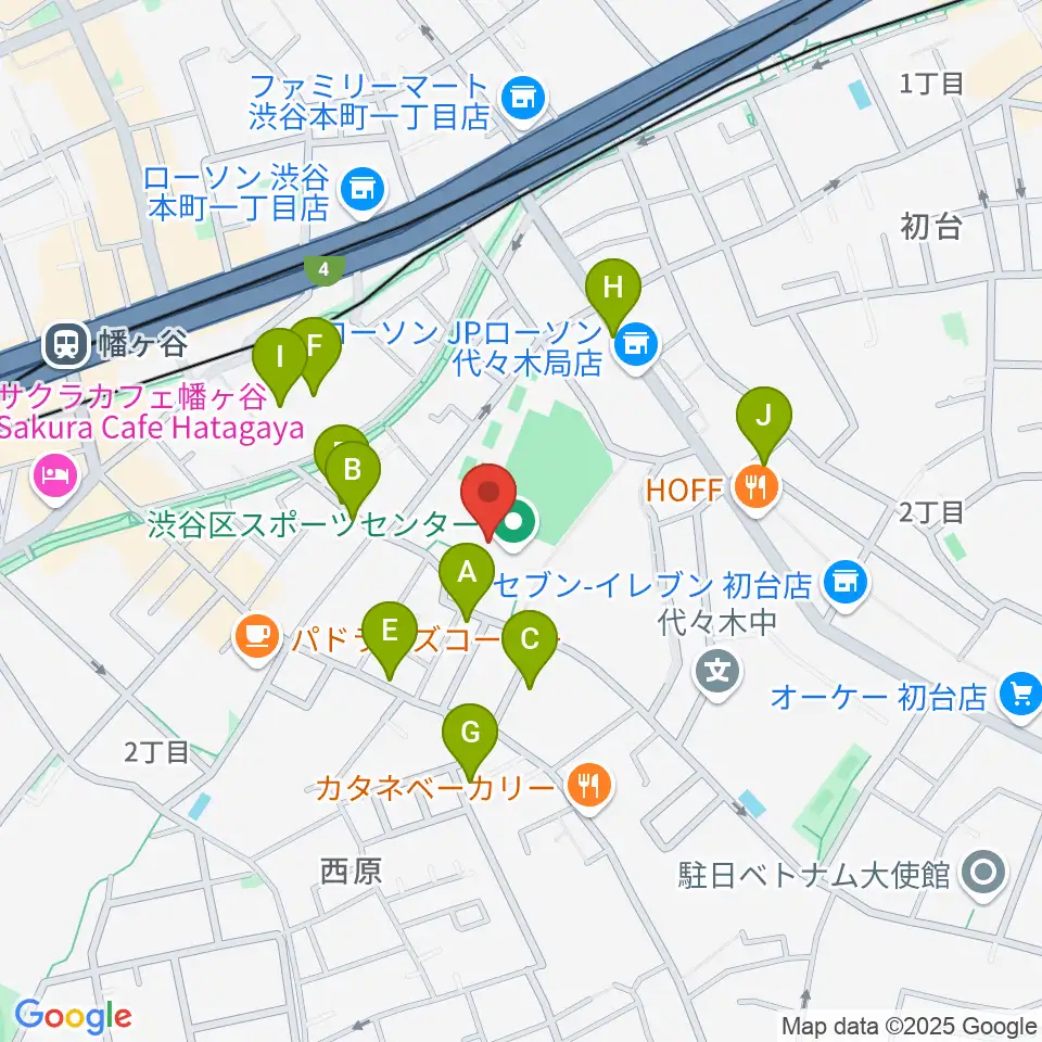 渋谷区スポーツセンター運動場周辺の駐車場・コインパーキング一覧地図