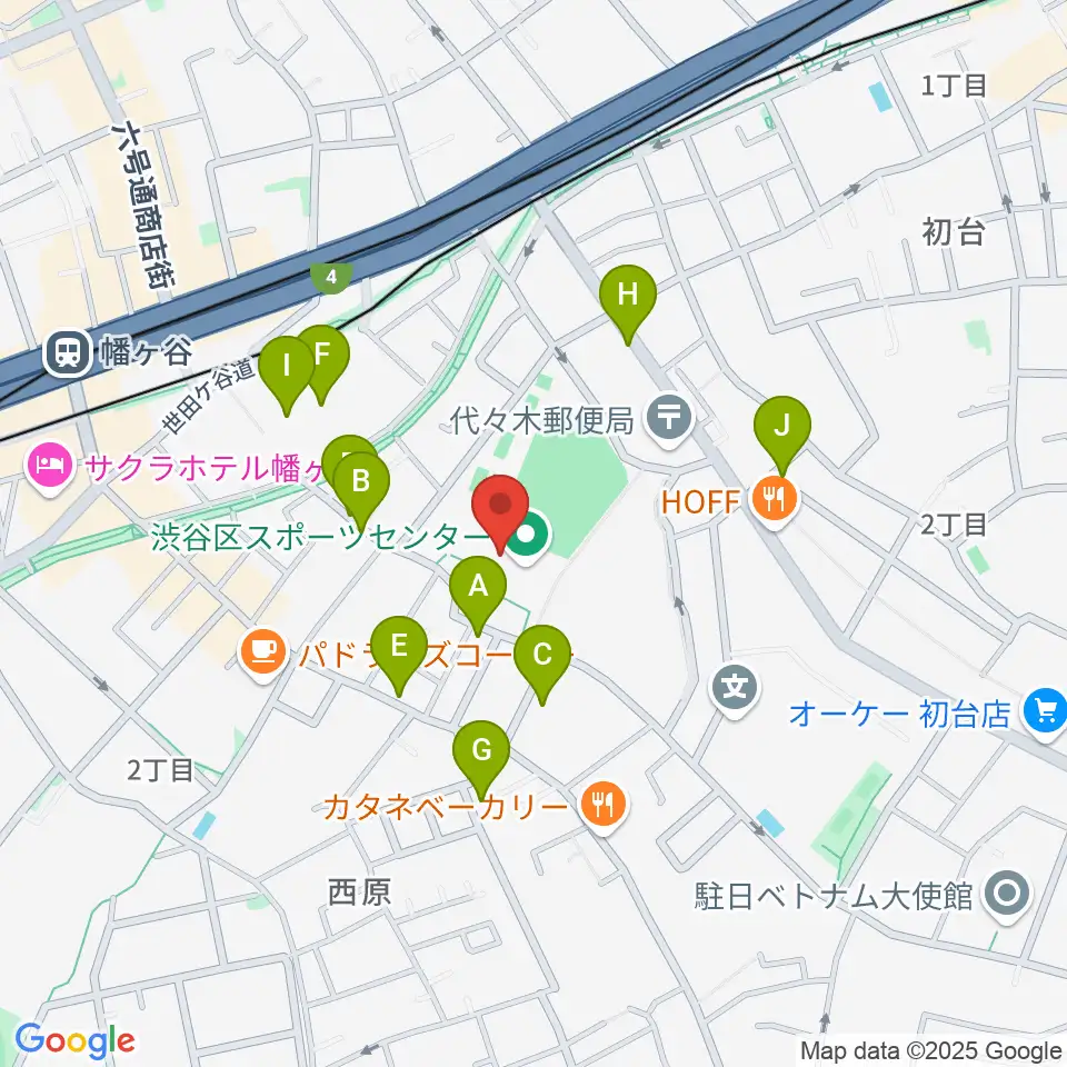 渋谷区スポーツセンター運動場周辺の駐車場・コインパーキング一覧地図