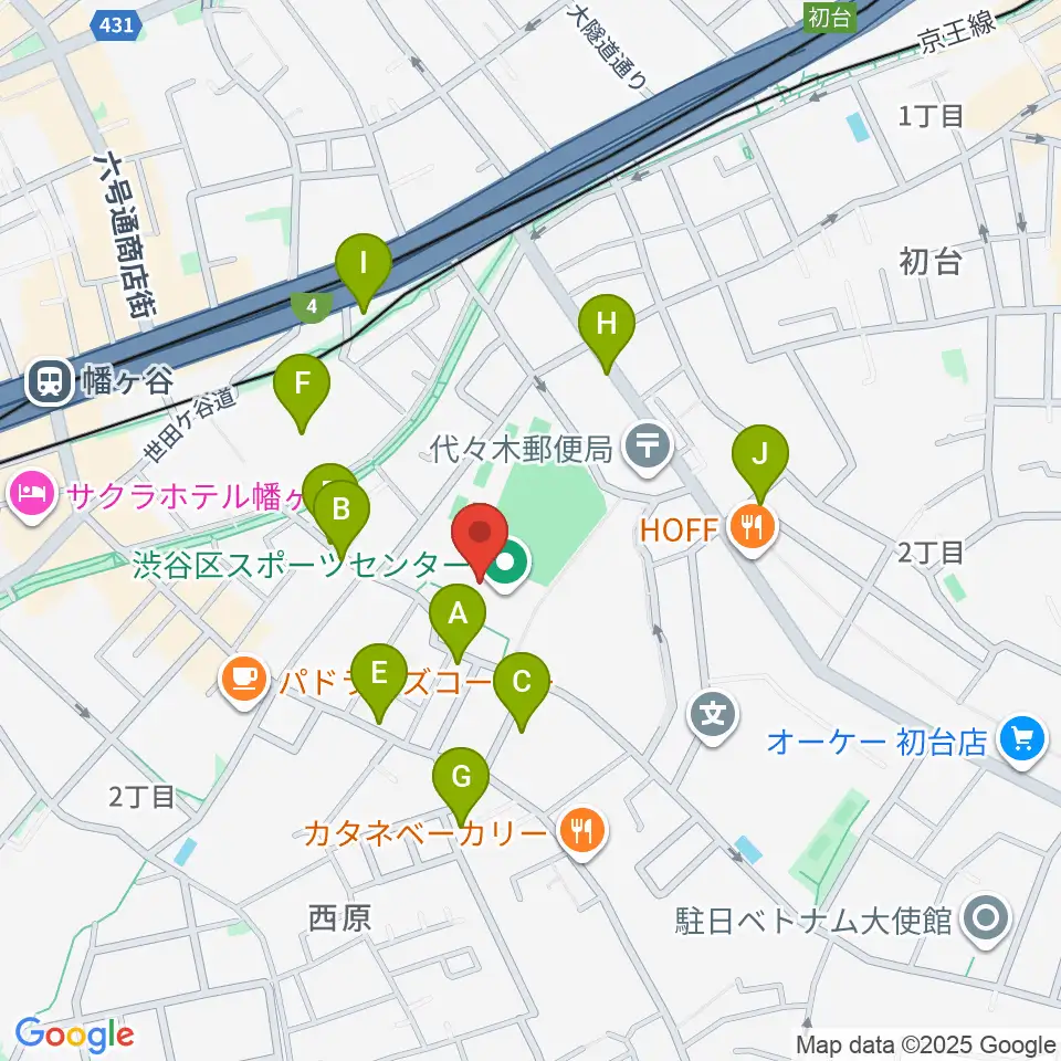 渋谷区スポーツセンター運動場周辺の駐車場・コインパーキング一覧地図