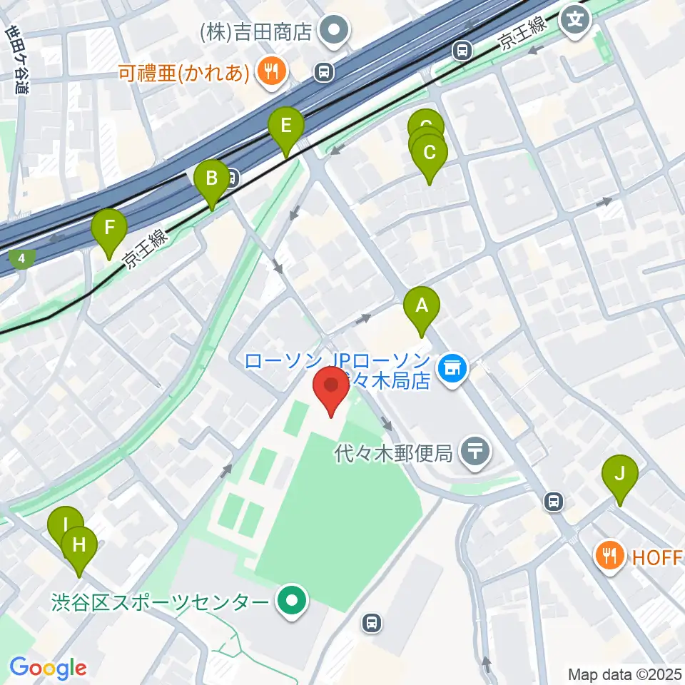 渋谷区スポーツセンターフットサル場周辺の駐車場・コインパーキング一覧地図