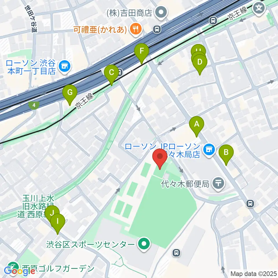 渋谷区スポーツセンターフットサル場周辺の駐車場・コインパーキング一覧地図