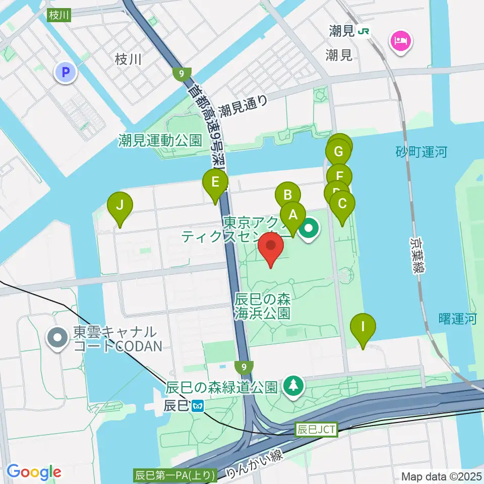辰巳の森海浜公園少年広場周辺の駐車場・コインパーキング一覧地図