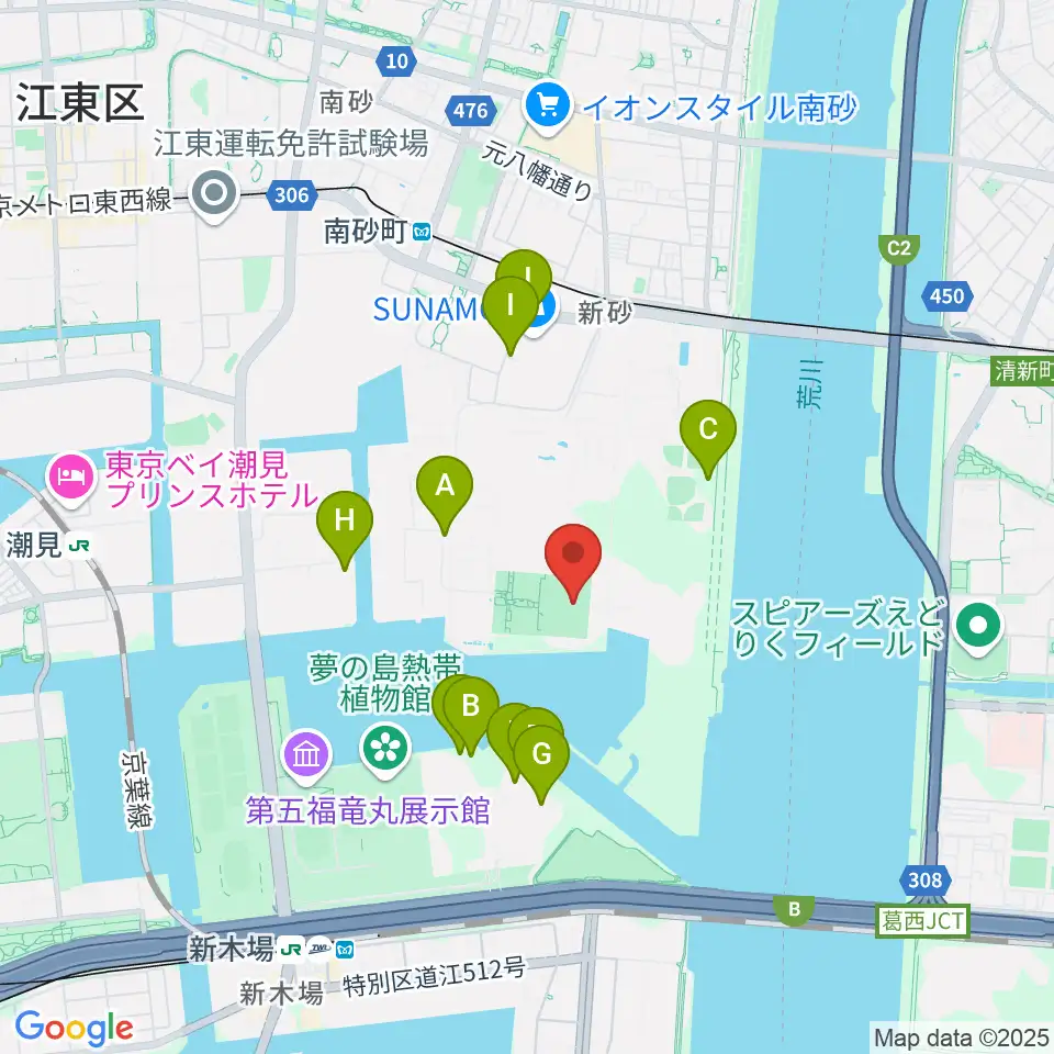新砂運動場サッカー場周辺の駐車場・コインパーキング一覧地図