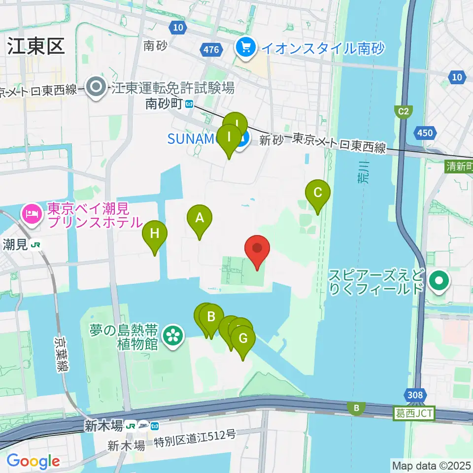 新砂運動場サッカー場周辺の駐車場・コインパーキング一覧地図