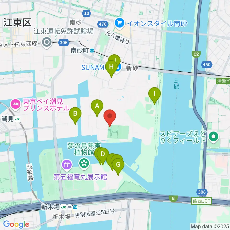 新砂運動場多目的運動場周辺の駐車場・コインパーキング一覧地図