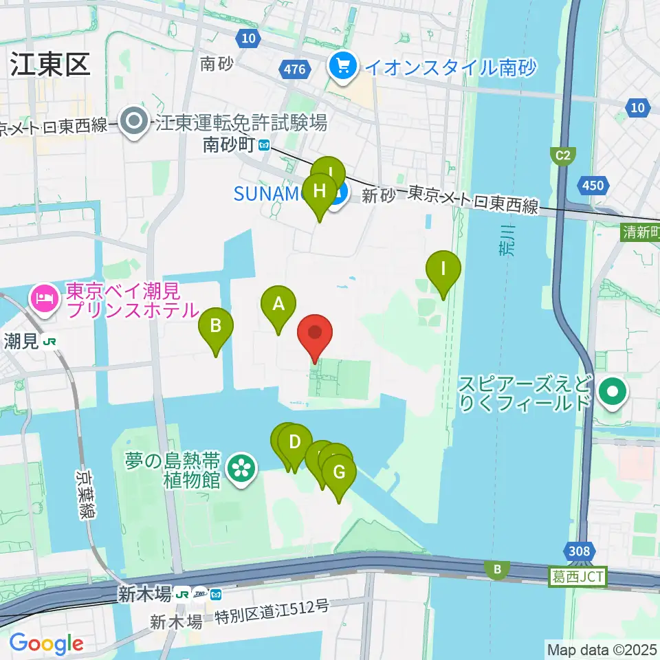 新砂運動場多目的運動場周辺の駐車場・コインパーキング一覧地図