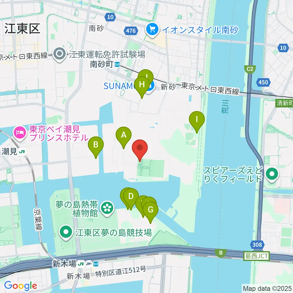 新砂運動場多目的運動場周辺の駐車場・コインパーキング一覧地図