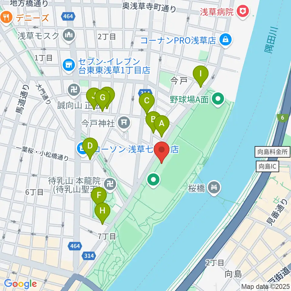 台東リバーサイドスポーツセンター陸上競技場周辺の駐車場・コインパーキング一覧地図