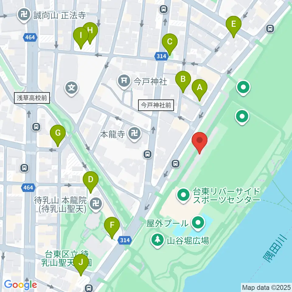 台東リバーサイドスポーツセンター陸上競技場周辺の駐車場・コインパーキング一覧地図