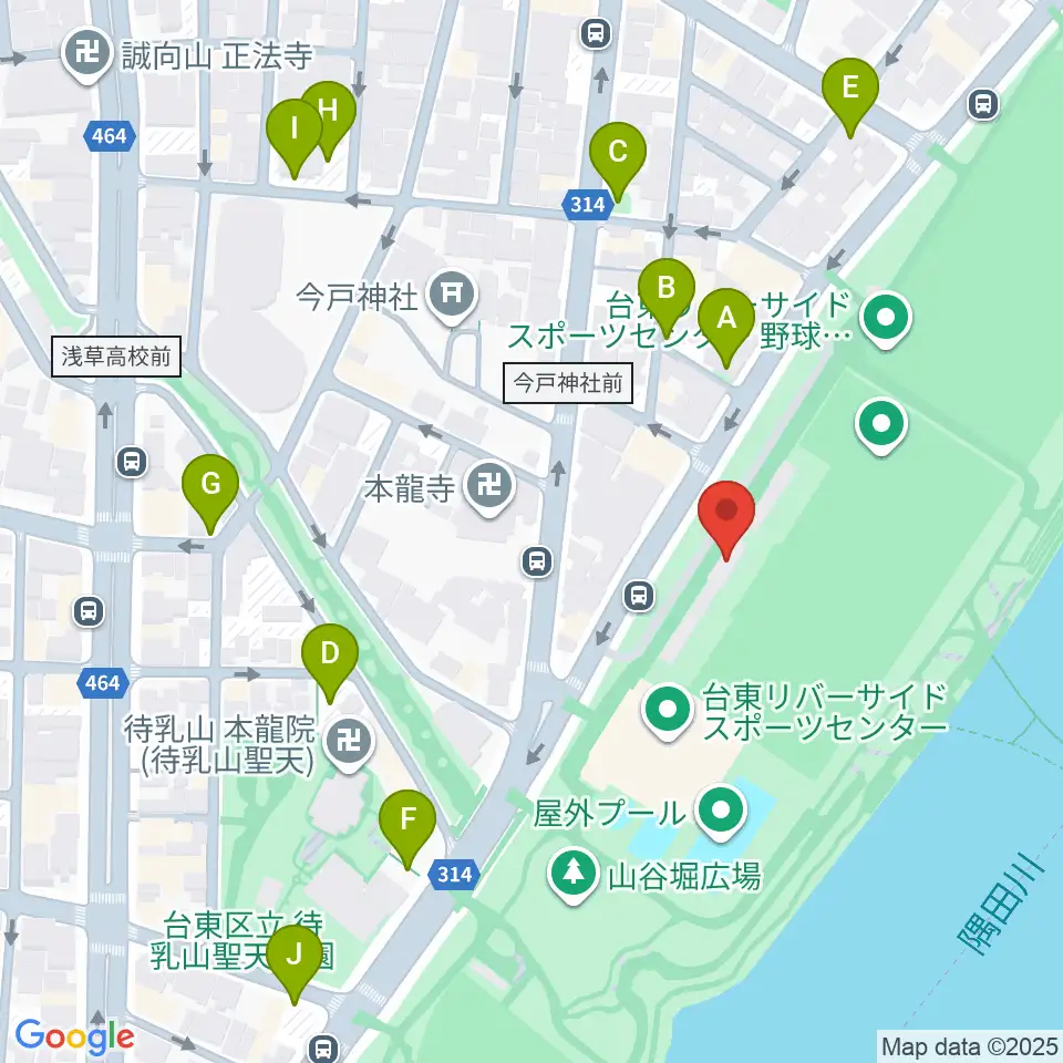 台東リバーサイドスポーツセンター陸上競技場周辺の駐車場・コインパーキング一覧地図