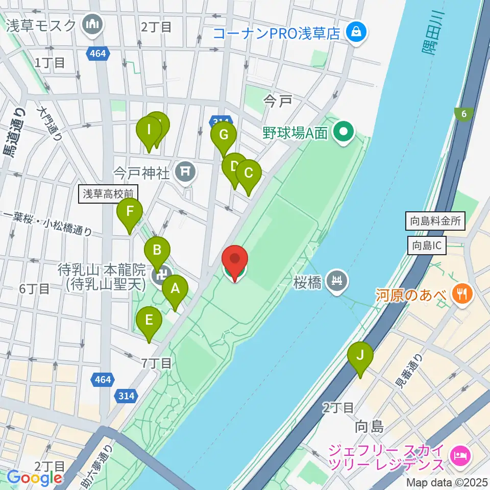台東リバーサイドスポーツセンター体育館周辺の駐車場・コインパーキング一覧地図