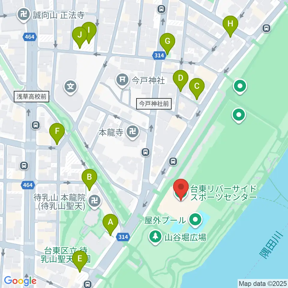 台東リバーサイドスポーツセンター体育館周辺の駐車場・コインパーキング一覧地図