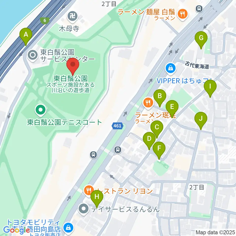 東白鬚公園小野球場周辺の駐車場・コインパーキング一覧地図