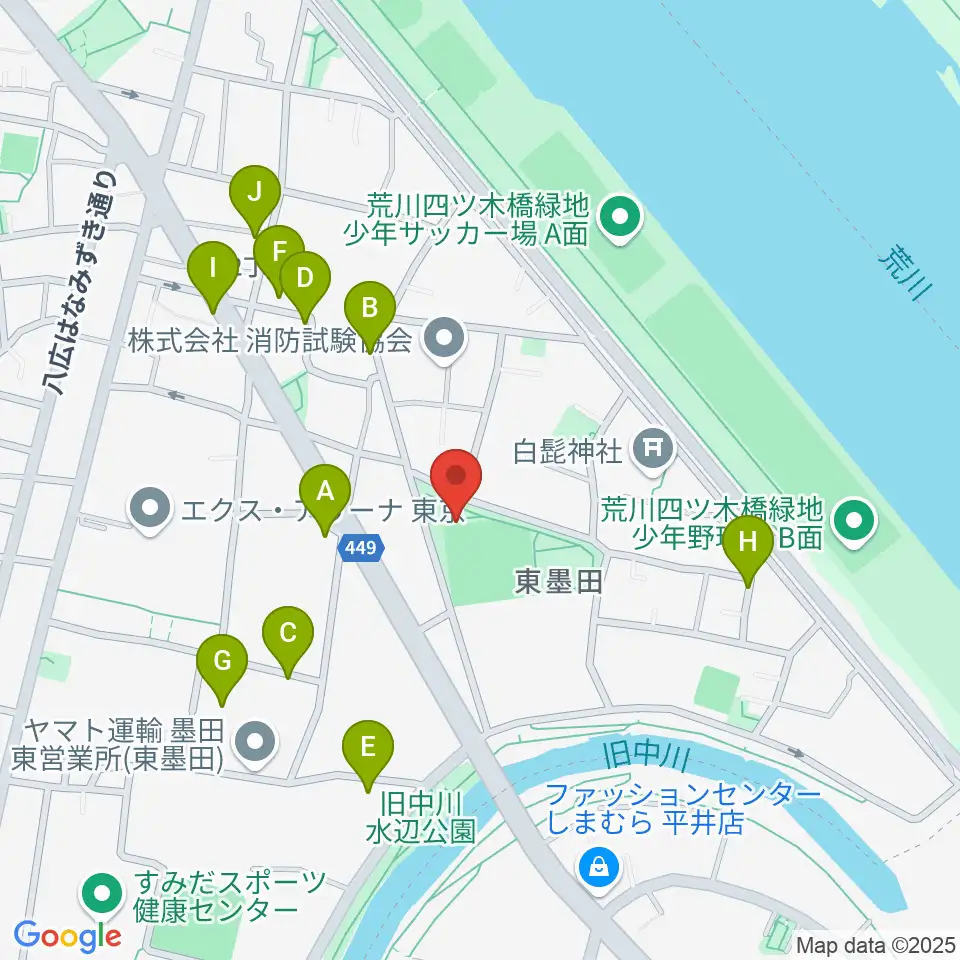 東墨田公園少年野球場周辺の駐車場・コインパーキング一覧地図