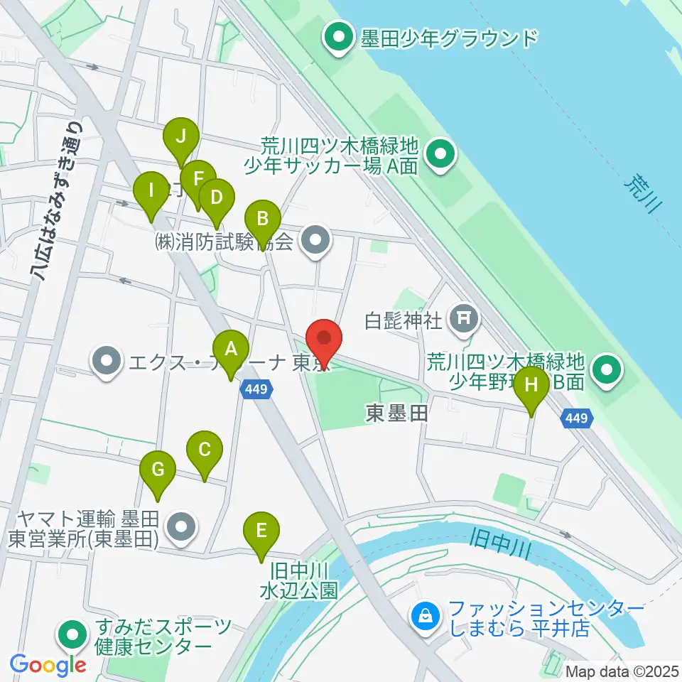 東墨田公園少年野球場周辺の駐車場・コインパーキング一覧地図