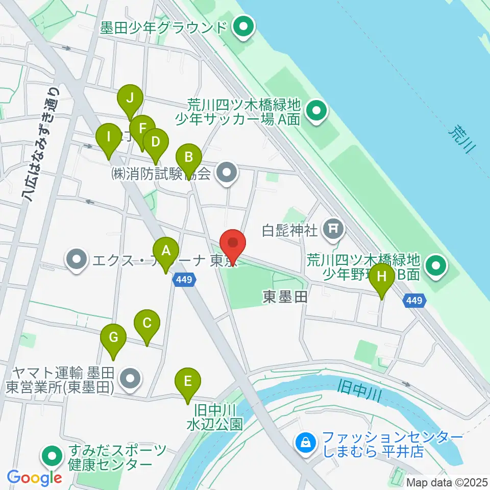 東墨田公園少年野球場周辺の駐車場・コインパーキング一覧地図