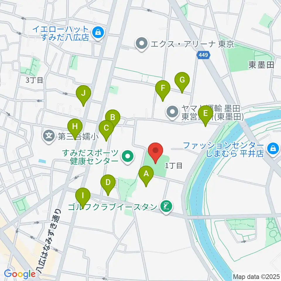 東墨田ソフトボール場周辺の駐車場・コインパーキング一覧地図