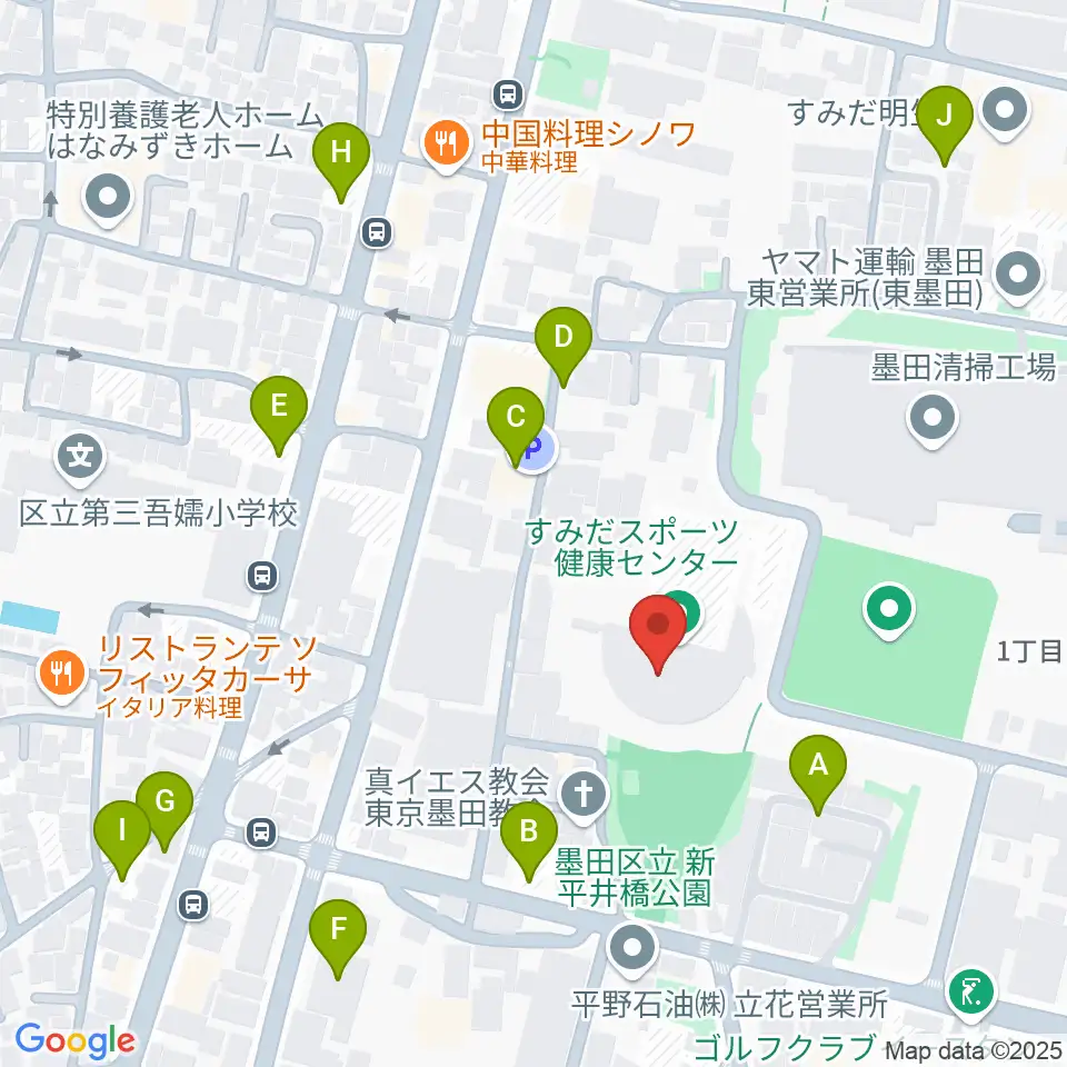 すみだスポーツ健康センター周辺の駐車場・コインパーキング一覧地図