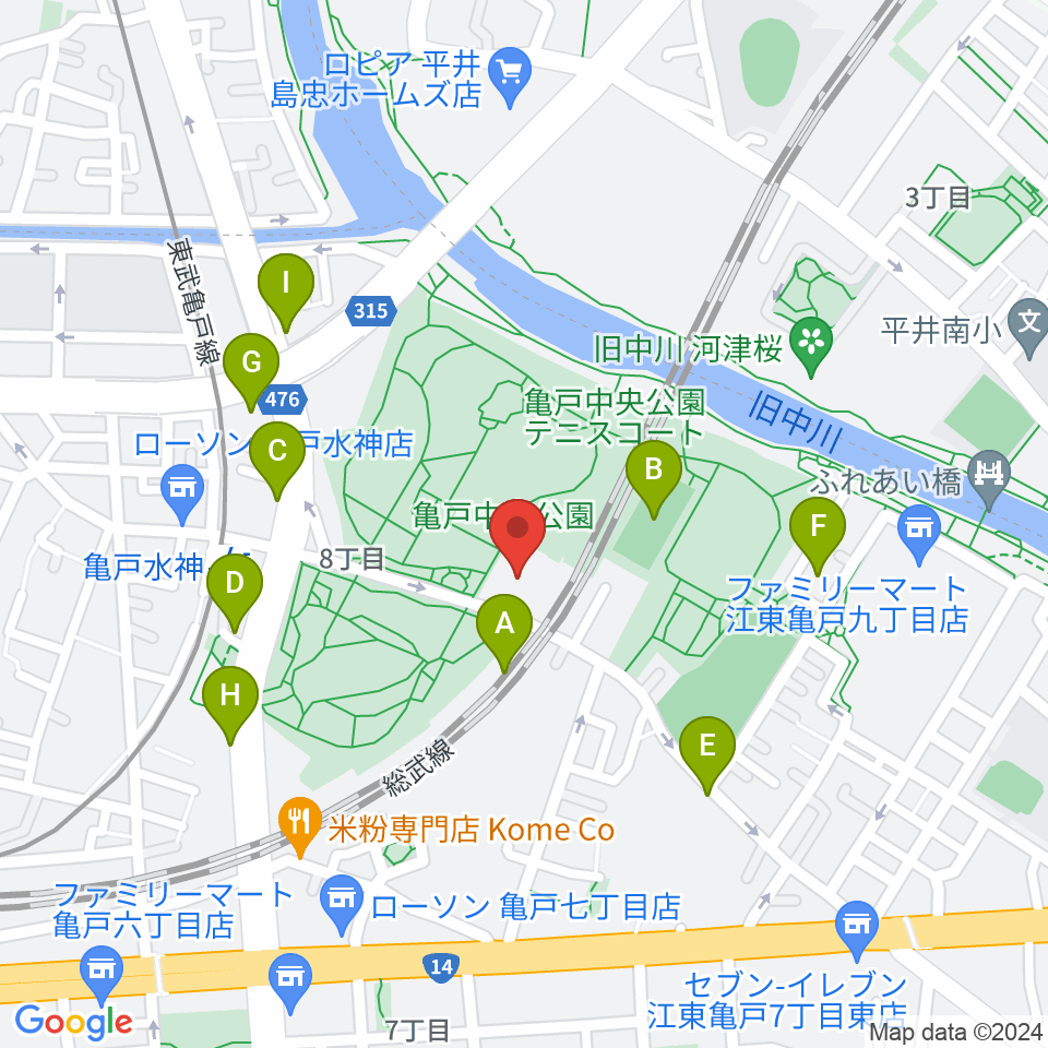 亀戸スポーツセンター周辺の駐車場・コインパーキング一覧地図